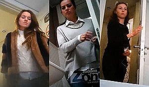 Дамы писают в публичных туалетах перед камерой